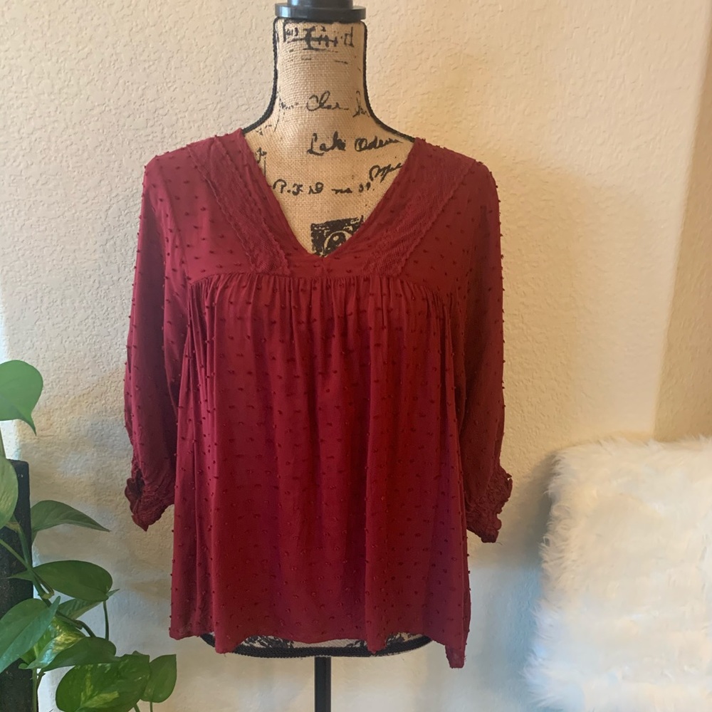 Grace & Lace Emma dobby dot boho blouse